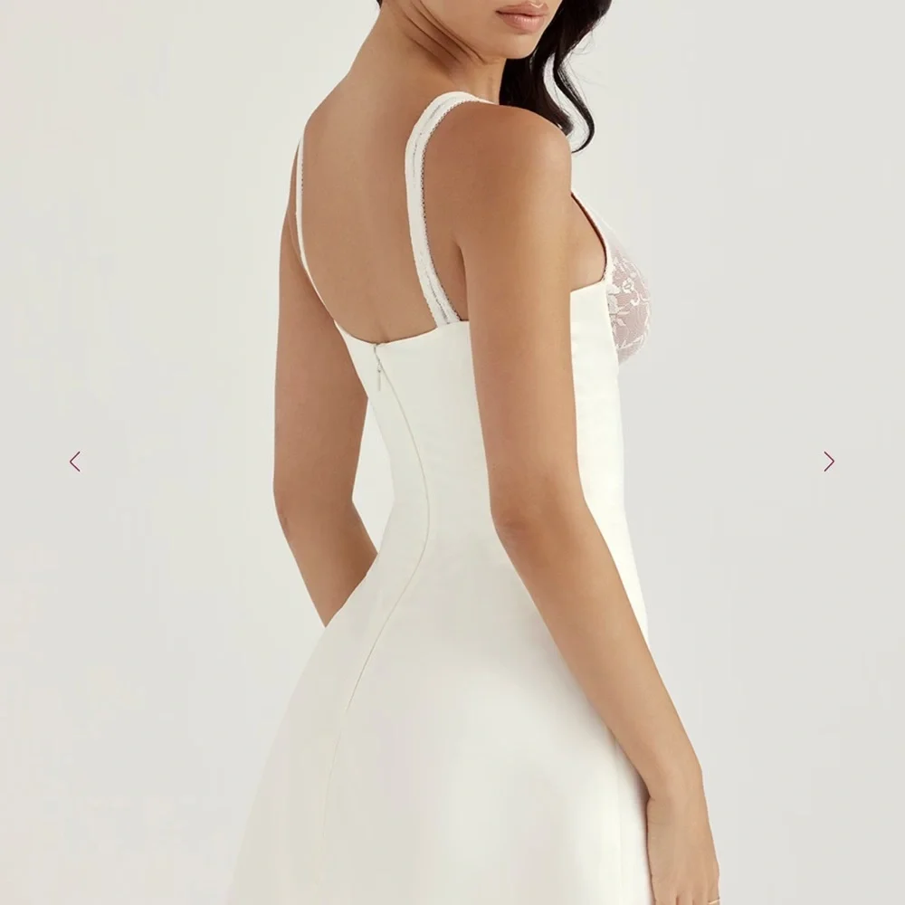 House of CB White Lace Chemise with Silky Finish - Picture 2 of 4
